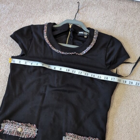 Karl Lagerfeld Preppy Old Money Barbie Two Tone Colorblock Tweed Shift Dress 4 - Picture 9 of 10